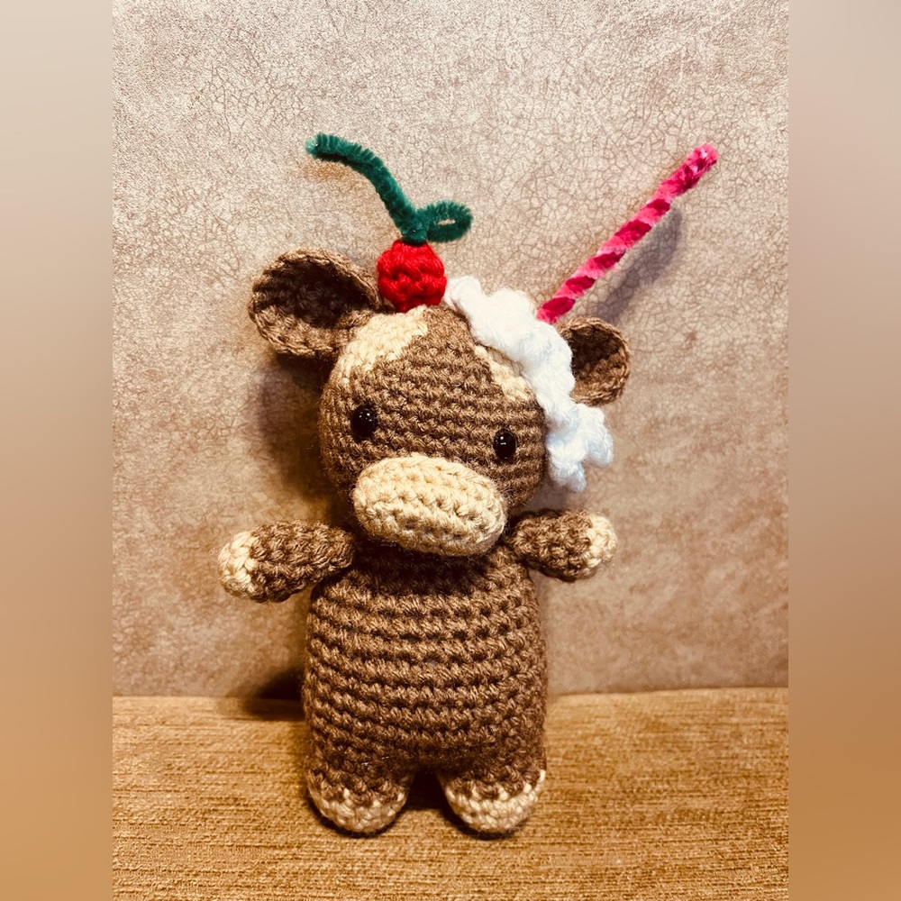 Chocolate Milkshake Crochet Cow